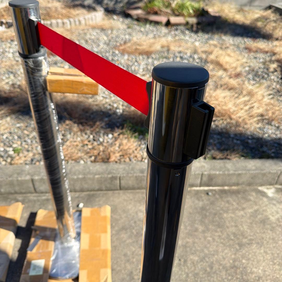 新品 3本セット ベルトパーテーション ステンレスポール