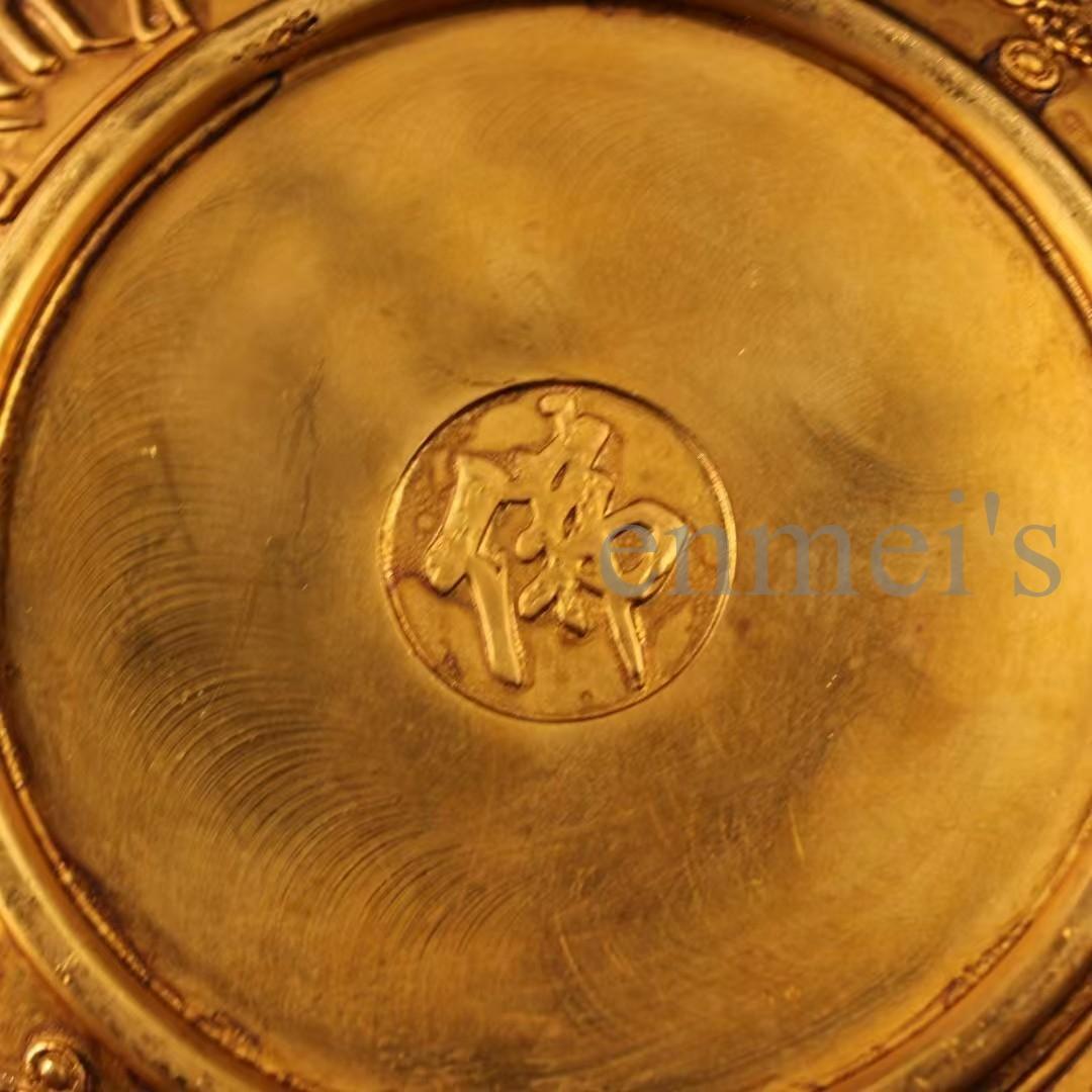中国古美術・純銅製・鎏金八吉祥仏盤・高浮彫錾刻・仏具・宗教用品・茶道具・風水開運