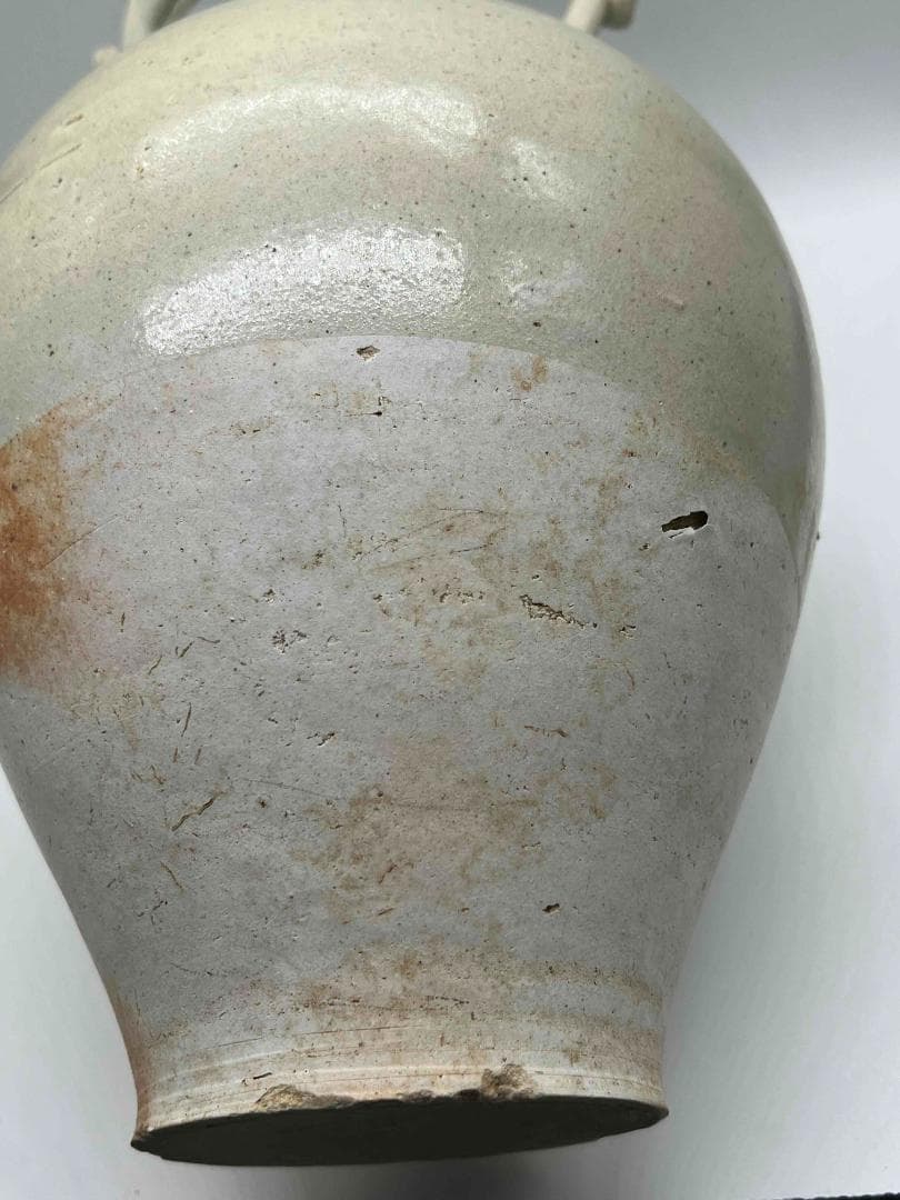 唐時代 白磁双龍耳大尊 巩県窯白瓷 【旧家旧蔵】　希少貴重　花入(B-68)