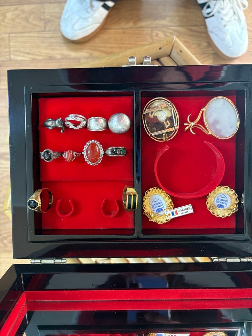 高級 螺鈿細工 ジュエリーボックス 宝石箱 伝統工芸 鏡付 ヴィンテージリング