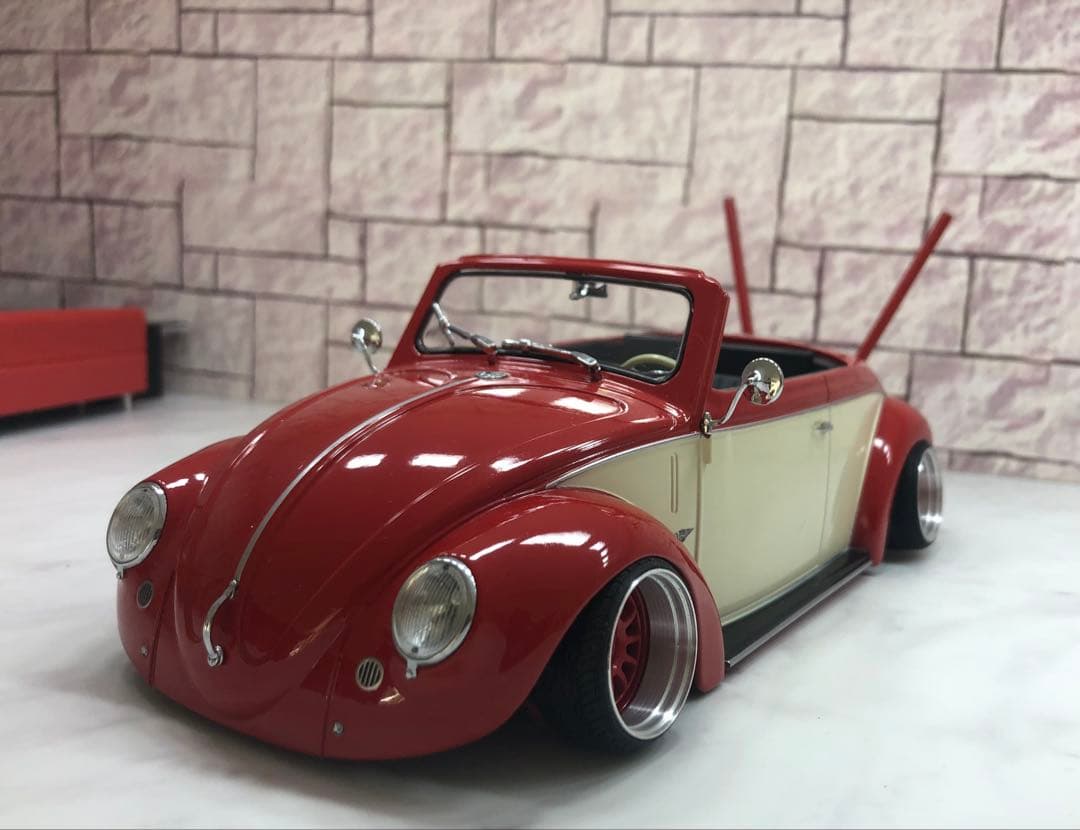1/18ミニカー　ワーゲンビートル深リムカスタム　V字竹槍マフラー