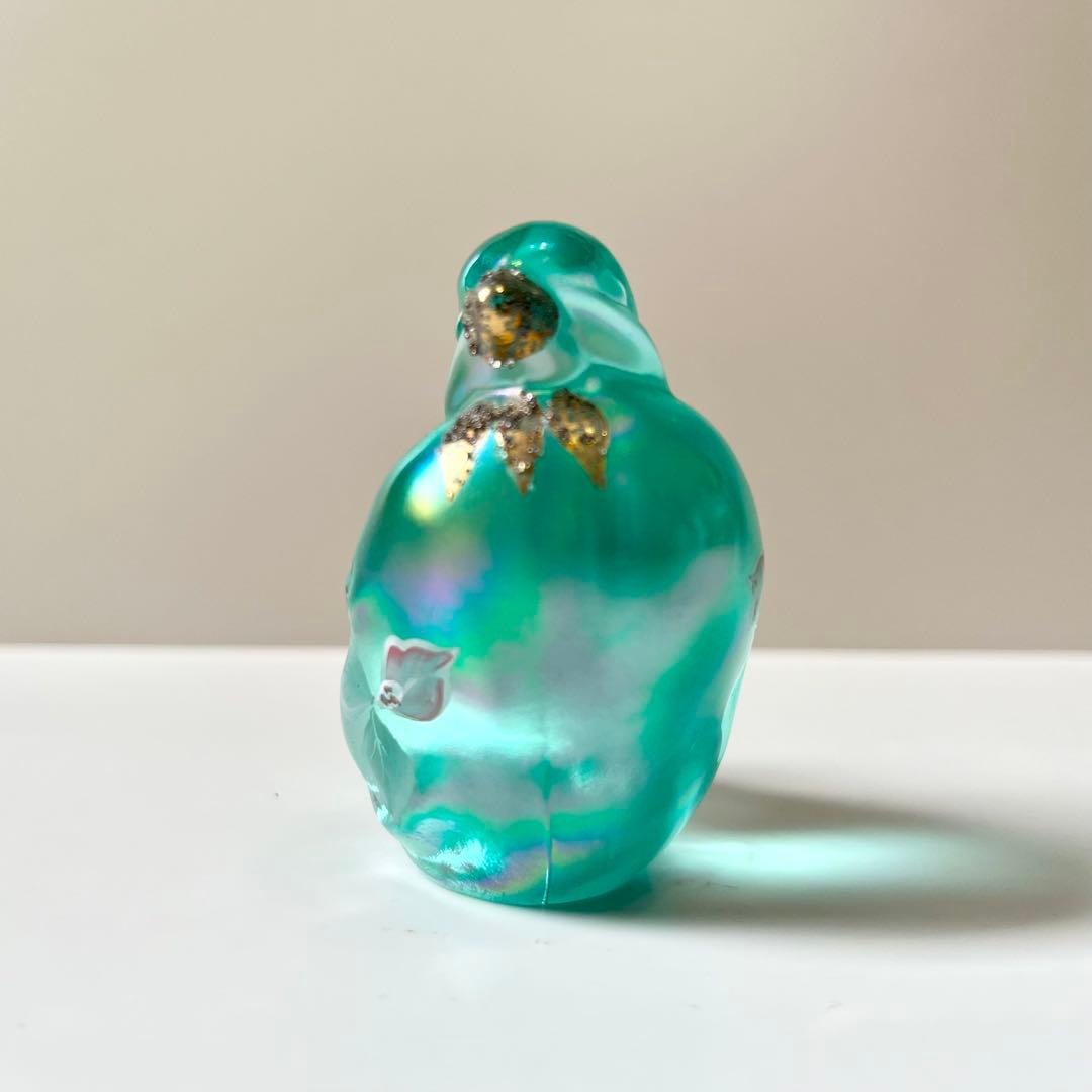 フェントン　鳥　ガラス　置物　ペーパーウェイト