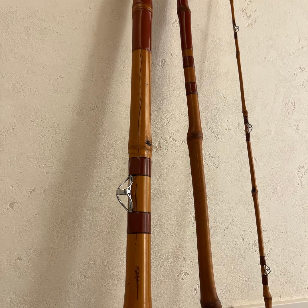 石鯛和竿　竿敏作　３本半継ぎ竹竿　石鯛竿