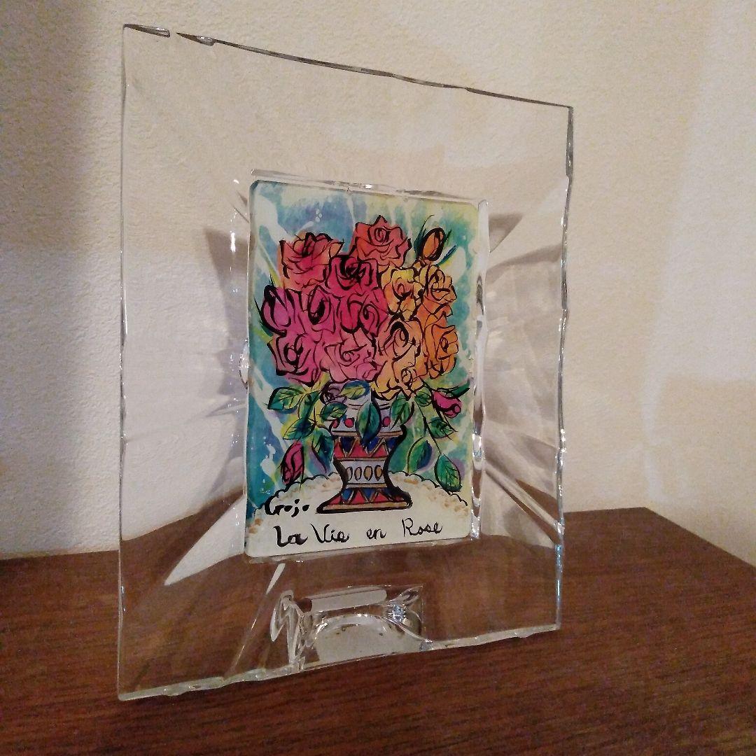 クリスタルローズ、薔薇のガラス絵、ウェッジウッドのフレーム