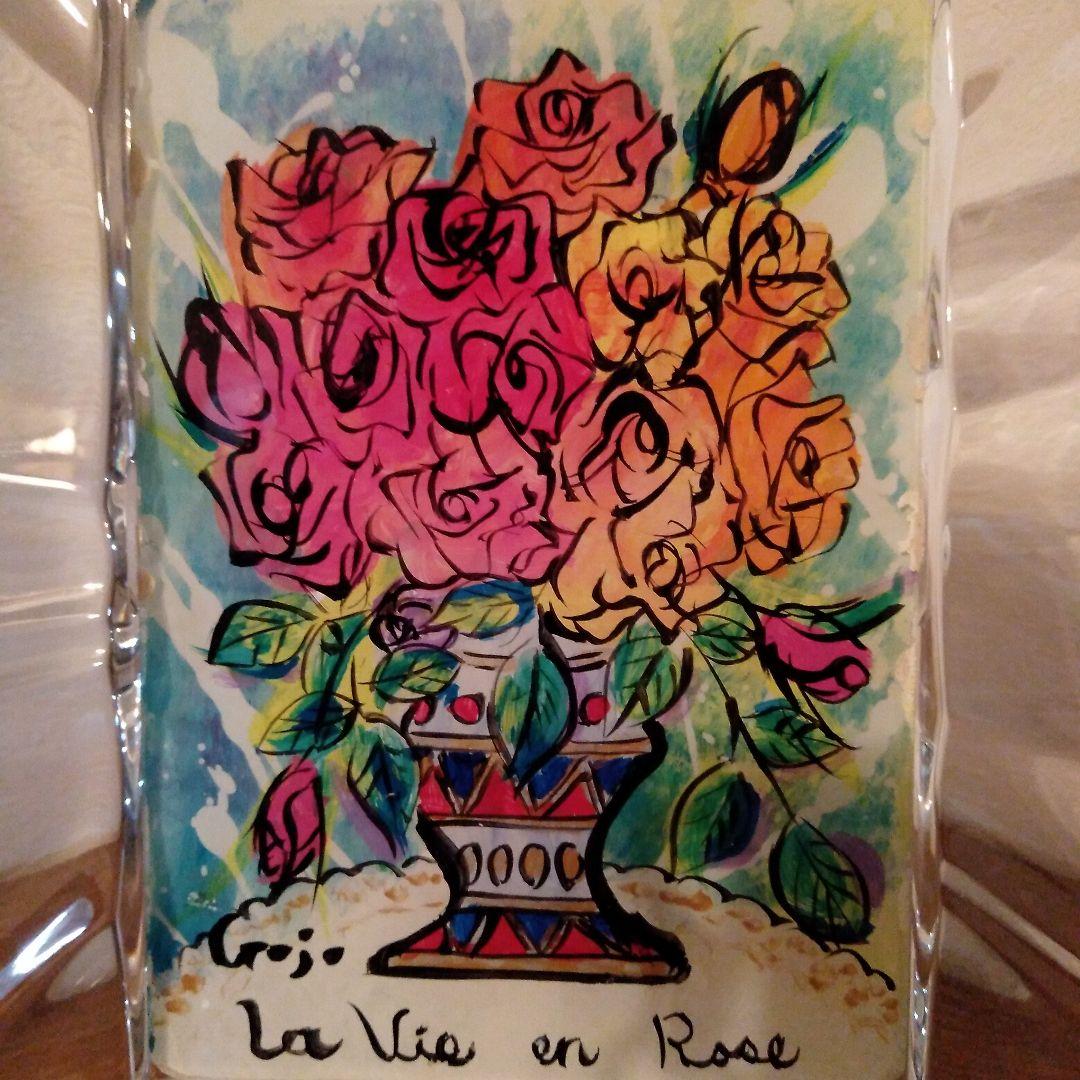 クリスタルローズ、薔薇のガラス絵、ウェッジウッドのフレーム