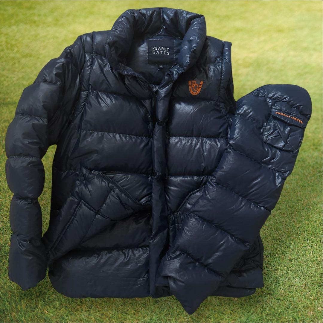 極美品　パーリーゲイツ　ダウンジャケット　ベスト　2WA 紺　M〜L相当　4