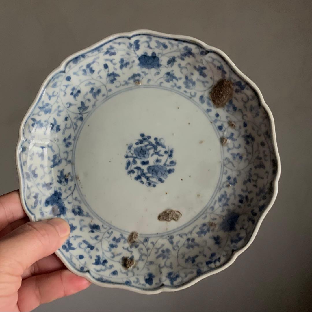 古伊万里 元禄伊万里 藍柿右衛門 中皿 No.6 古美術 古道具 アンティーク