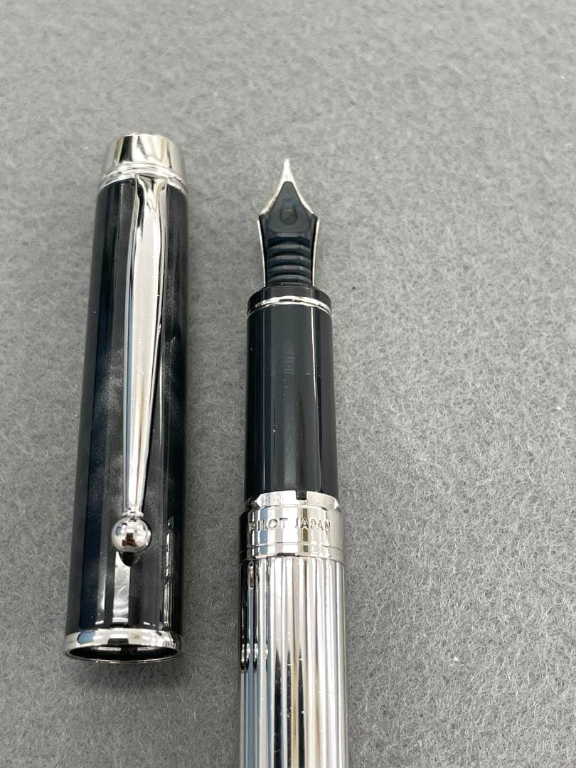 【美品】 PILOT 万年筆 グランセ ロジウム ブラックマーブル 14K F