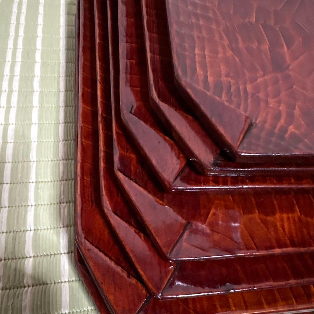 折式　讃岐彫刻　お盆　お膳　菓子盆　工芸品　骨董品　角折　角盆　皿