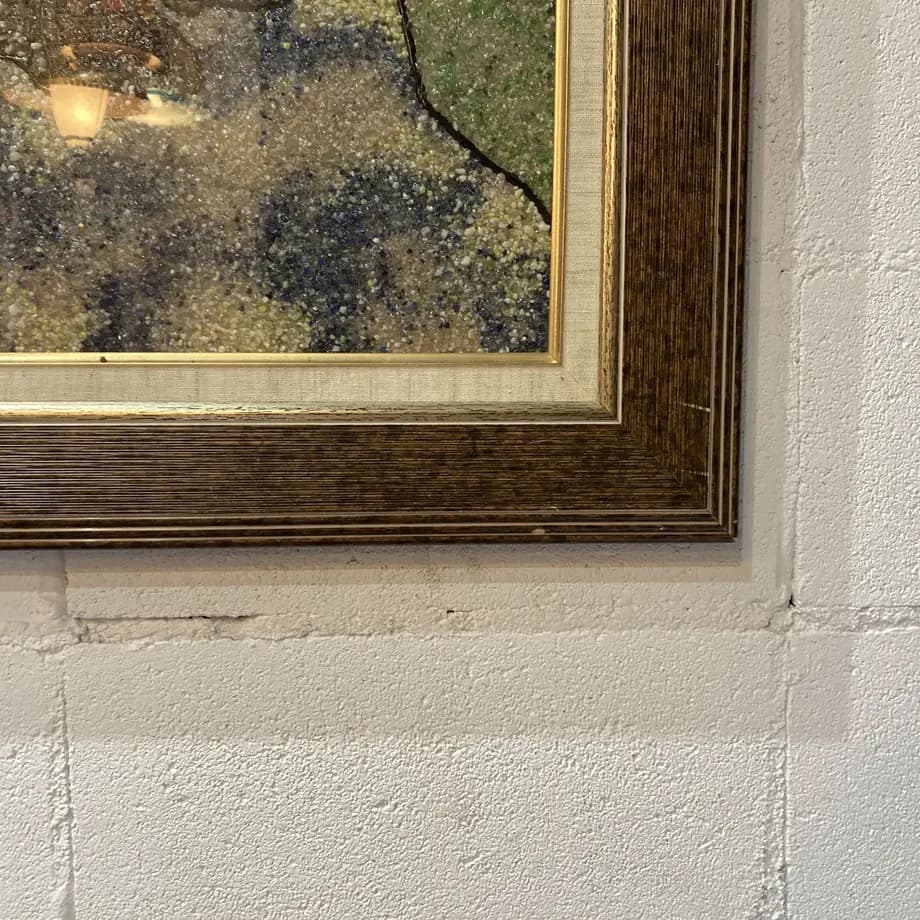 70年代　アクリル　ビーズ　アート　作品　額縁