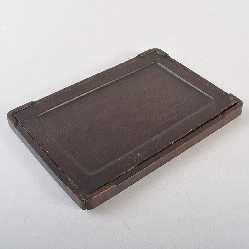 中国　書道具　端渓硯　唐木箱付　V　R7277