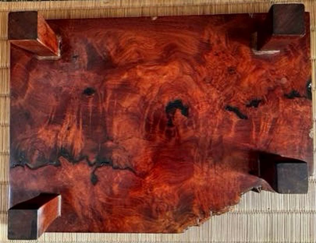 天然時代木 花梨 玉杢 瘤 四足 中型 花台 香台 盆栽台