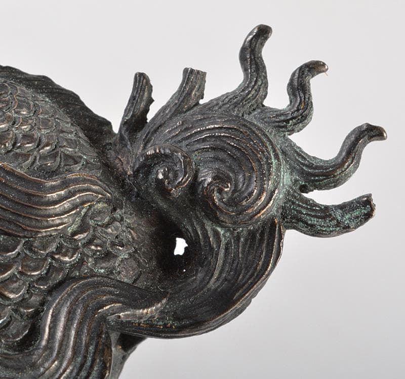 中国　古銅青銅　神獣　置物　時代箱付　V　R5200