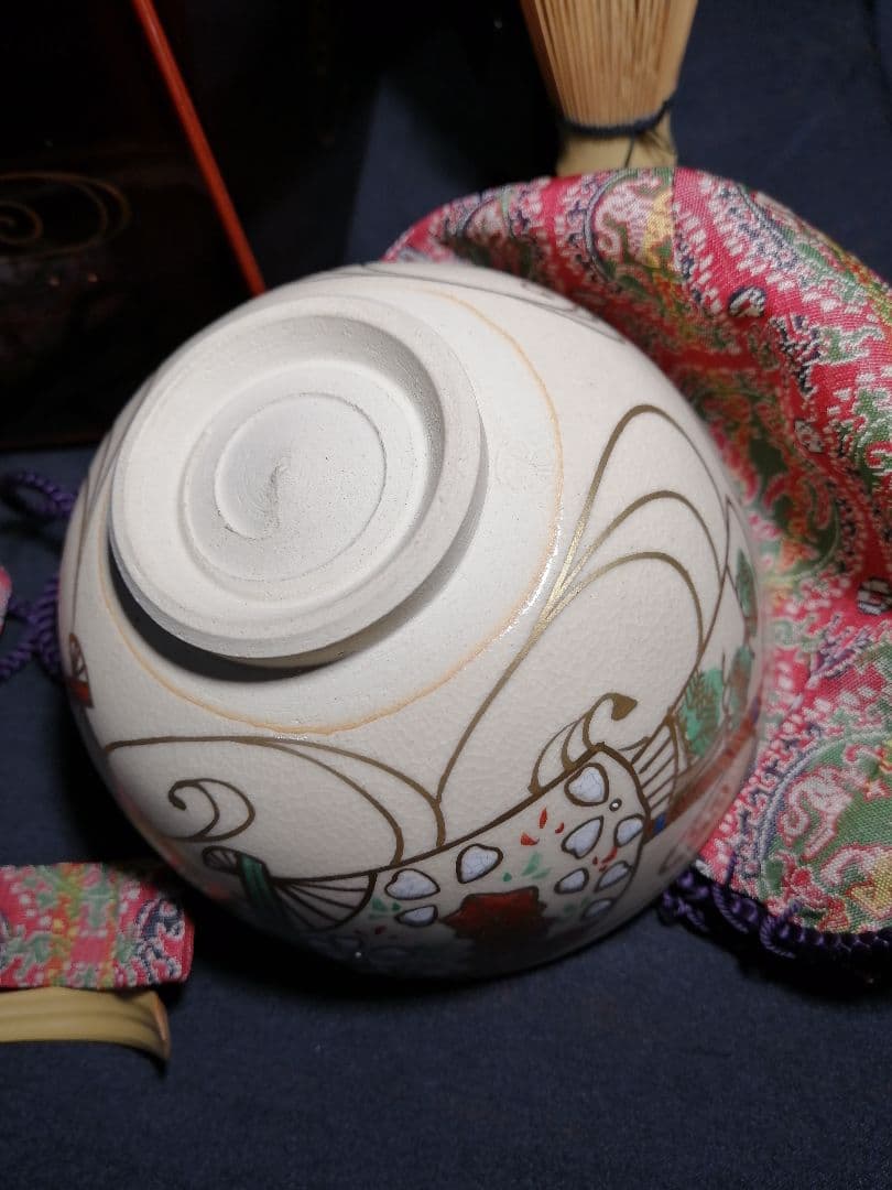 【茶道具】観世波花ノ絵茶箱　司光作 茶道具セット付属　茶箱85