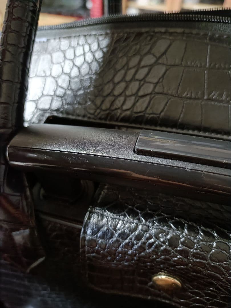 cooco クーコ　クロコ型押しキャリーカート　アルミハンドル　2way 黒