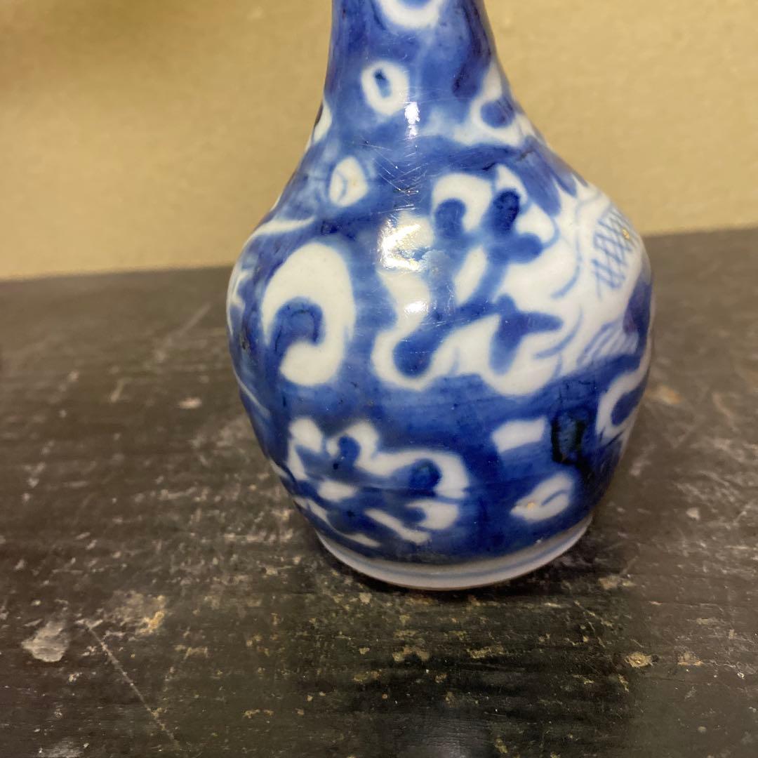 清朝染付徳利　中国古玩