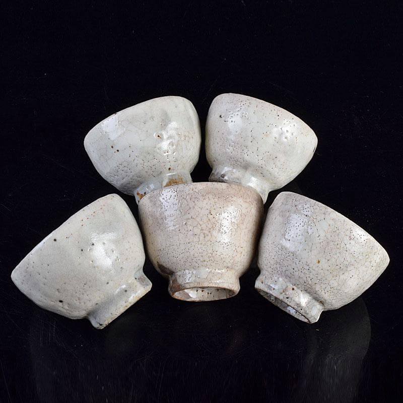 和食器　大萱　窯下窯　豊場惺也　粉吹　汲出　五客　共箱　二点　M　R9354