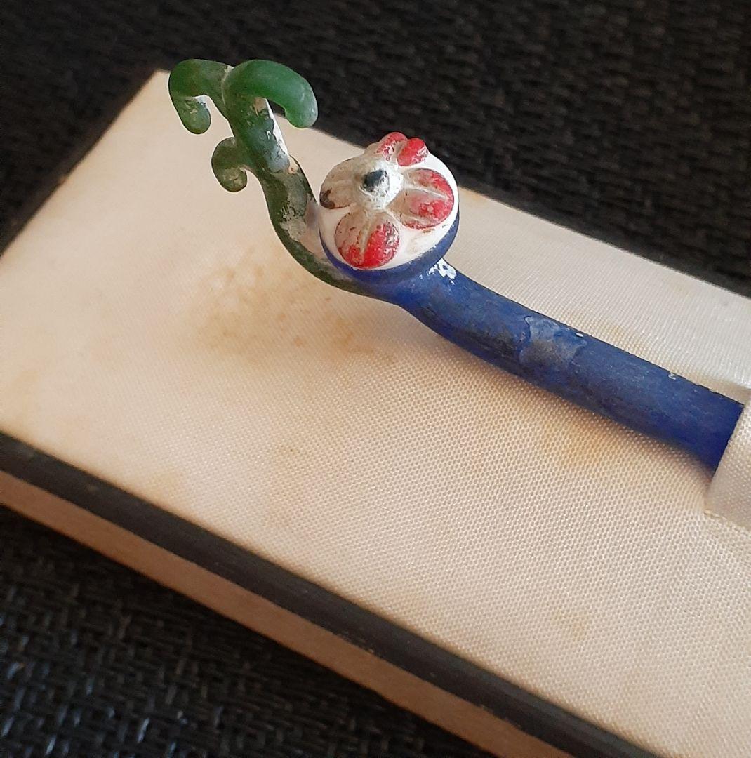 【古代オリエントガラス】【古代ローマンガラス】青硝子　棒状　装飾品　簪　マドラー